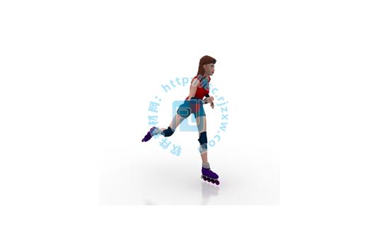 女孩滑冰3D模型免费素材下载 - 软件自学网