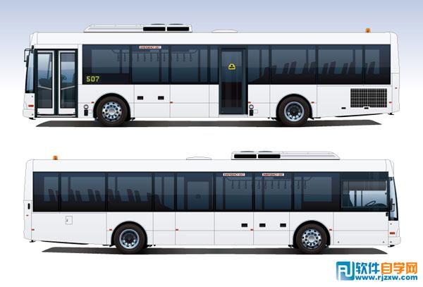 白色公共巴士设计矢量图免费素材下载 - 软件自