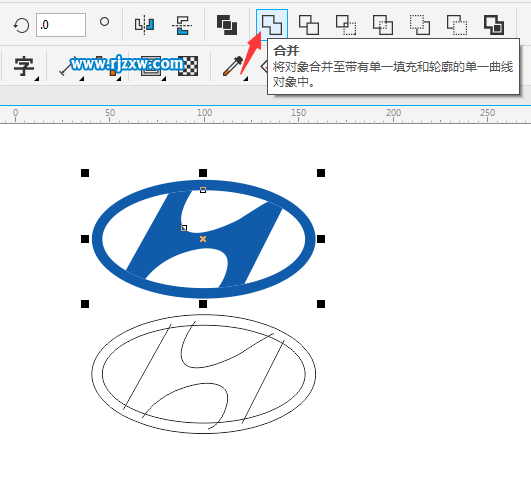 cdrx8设计北京现代logo标志教程