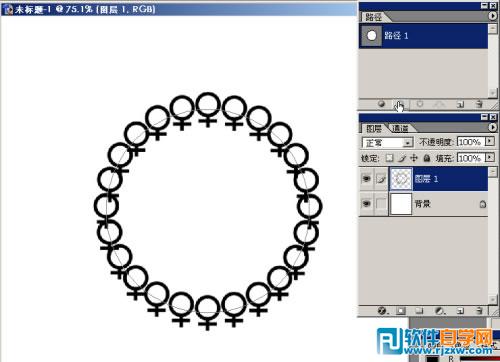 PS路径描边制作四方花形图案