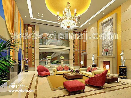 别墅客厅样板房室内设计效果图