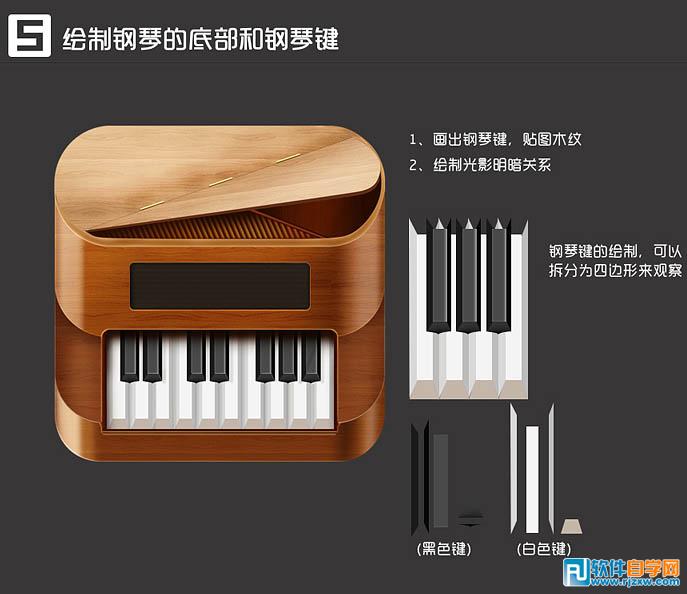 怎么用Photoshop制作可爱的钢琴图标 - 1 - 软件