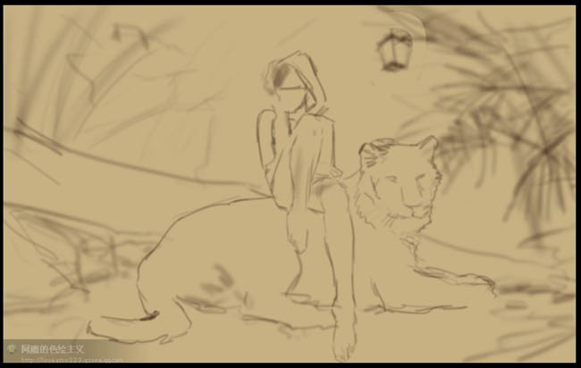 PS手绘美女与虎 PS教程 - 软件自学网