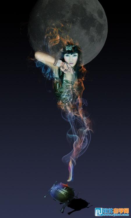 PS合成奇幻美女神灯效果教程 - 1 - 软件自学网