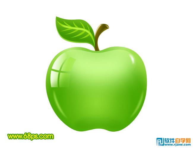PS制作一个简单的绿色水晶苹果图标 - 1 - 软件