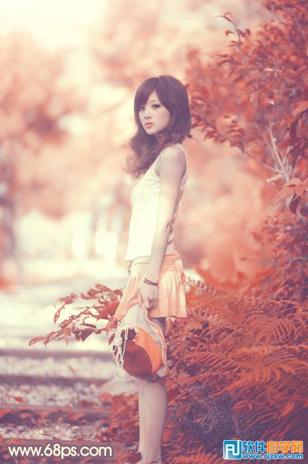 <em>Photoshop</em>调出小清新橙红色外景<em>人物图片</em> - 1