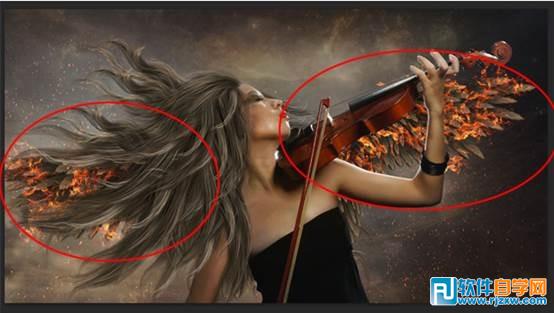 PS合成火焰四射拉小提琴的天使 - 5 - 软件自学网