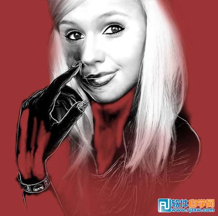 PS把美女图片处理成光影艺术插画 PS教程 3 