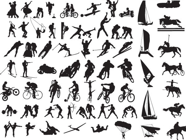 各种体育运动动作剪影矢量素材大全