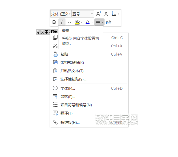 wps文本中怎么设置内容倾斜效果