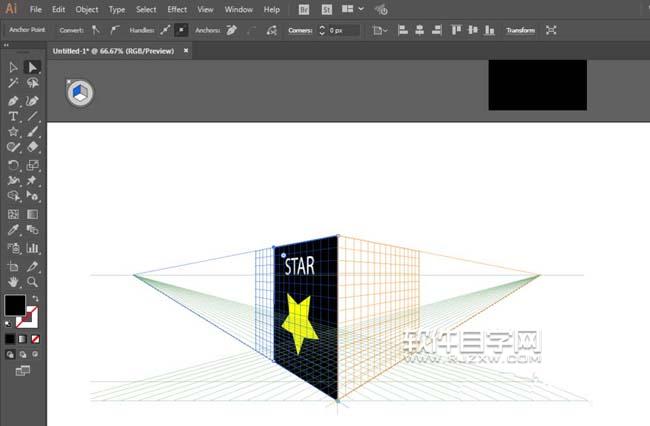 第6步,然后把绘制的图形进行透视处理,效果如下