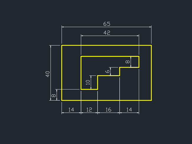 用CAD矩形画练习1-2里面坐标画线第1步