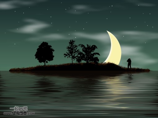 用photoshop制作浪漫爱情的夏夜星空壁纸 软件自学网