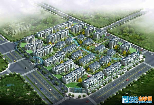 用photoshop制作建筑立体场景效果图_软件自学网