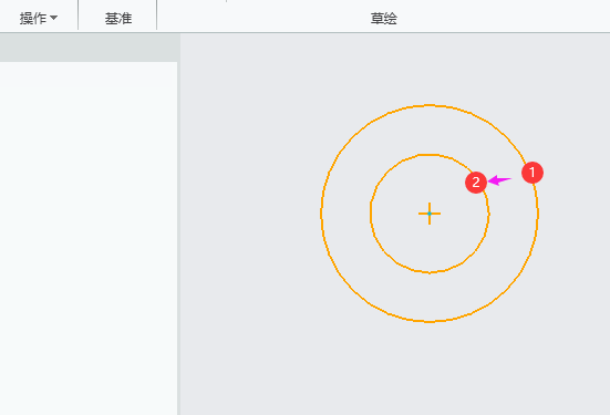 CREO如何通过选择参考圆并选择新圆上的一个点来创建同心圆第3步