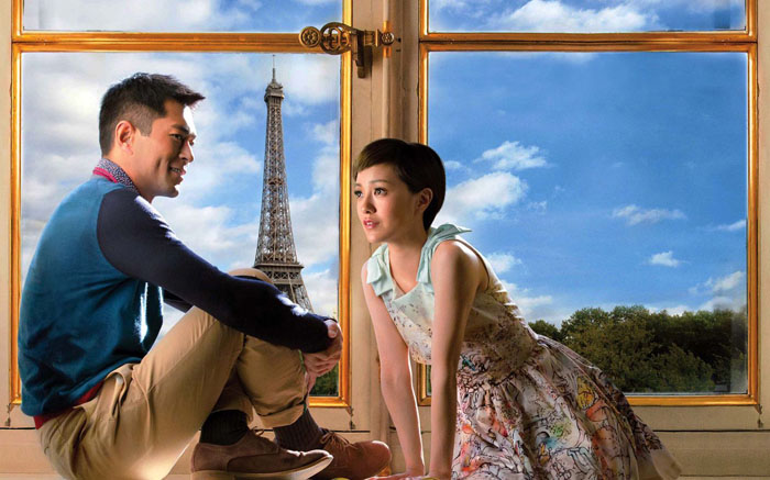 古天乐和郭采洁主演的巴黎假期电影海报