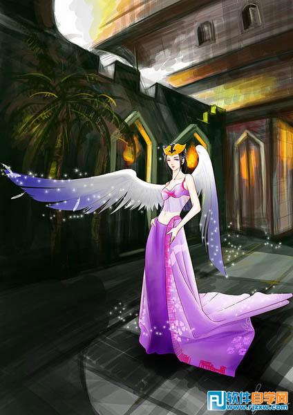 ps鼠绘漂亮的卡通天使插画