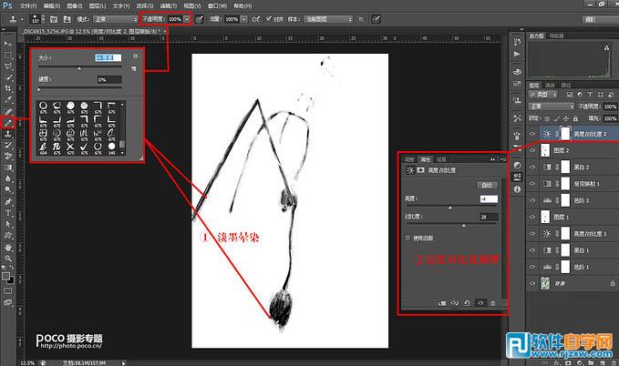 ps把荷塘废片转为写意水墨画