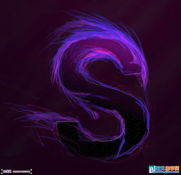 利用pscs6画笔及变形工具制作漂亮的紫色火焰字