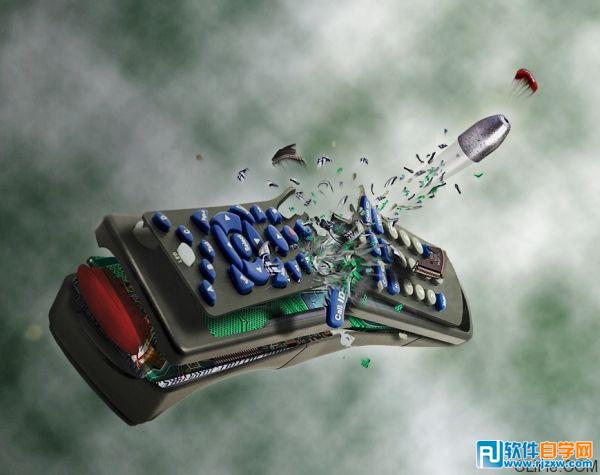 ps合成子弹穿透物体的瞬间