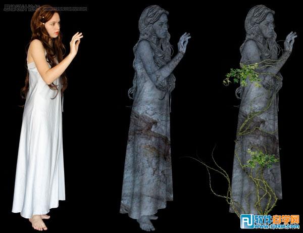 photoshop快速把真人转成石像