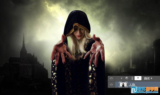 ps合成正在翻阅魔法书巫师